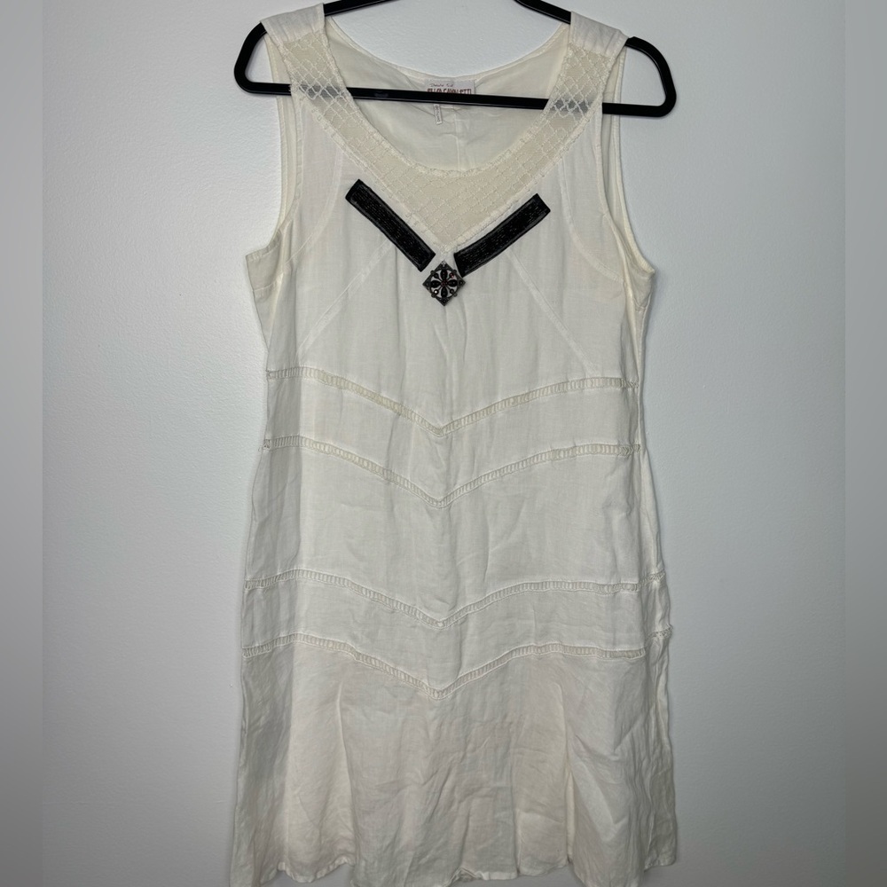 Elegant Elisa Cavaletti Linen White Lagenlook Dress size medium
